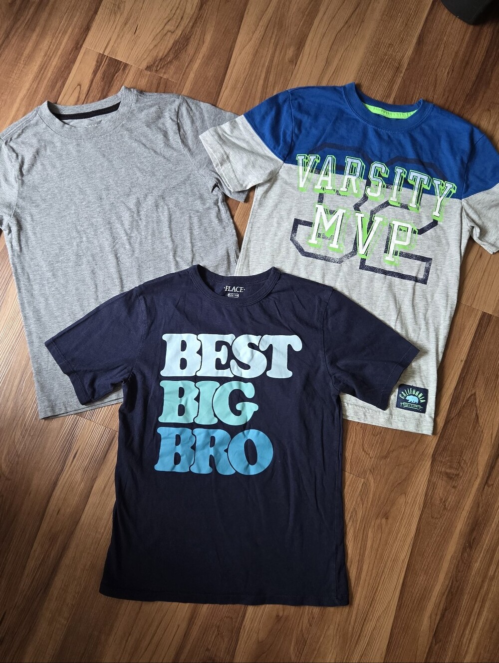 Blue & Grey set of 3 short sleeve t-shirts boys size 7-8 VGUC Big Brother